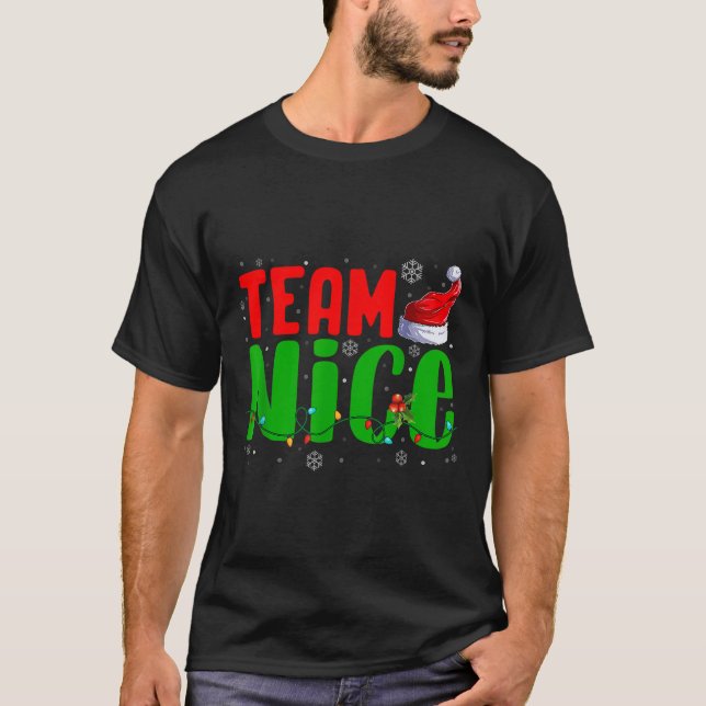 Team Naughty Nice Santa Hat Funny Christmas Matchi T-Shirt (Front)