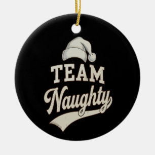 Team Naughty Santa Christmas Xmas Matching Family Ceramic Tree Decoration