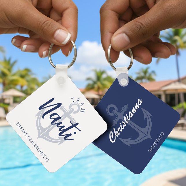 Team Nauti Anchor Blue Bachelorette Party Key Ring (Creator Uploaded)