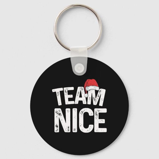 Team Nice Matching Christmas Couples Costume Naugh Key Ring (Front)