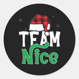 Team Nice Naughty Plaid Xmas Pjs 2024 Funny Couple Classic Round Sticker