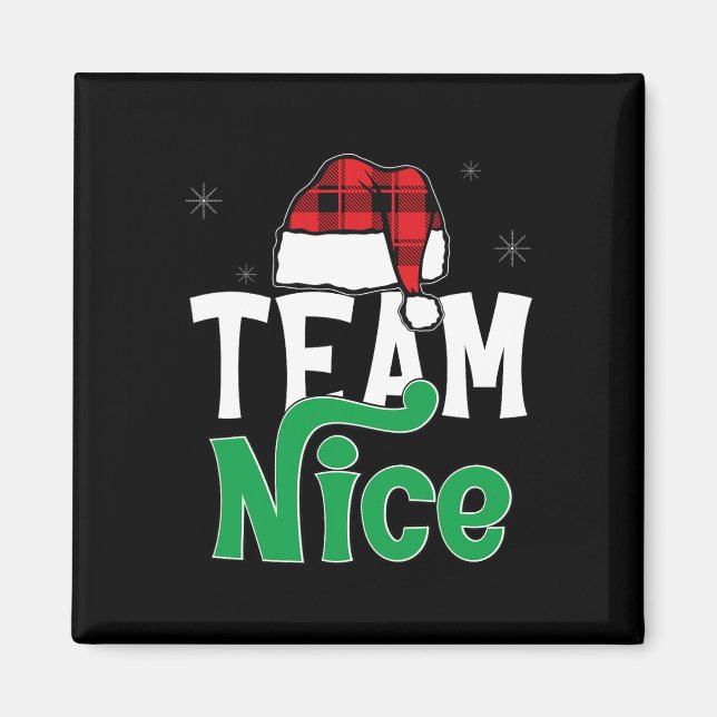 Team Nice Naughty Plaid Xmas Pjs 2024 Funny Couple Magnet (Front)