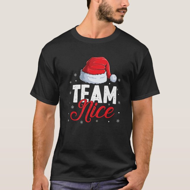 Team Nice or Naughty Matching Christmas Couples Te T-Shirt (Front)