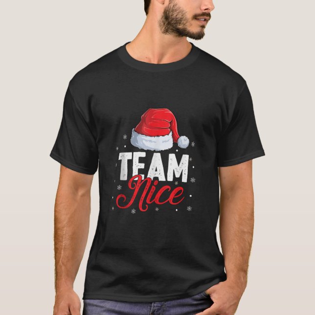 Team Nice or Naughty Matching Christmas Couples Te T-Shirt (Front)