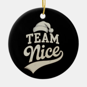 Team Nice Santa Hat Christmas Xmas Matching Family Ceramic Tree Decoration