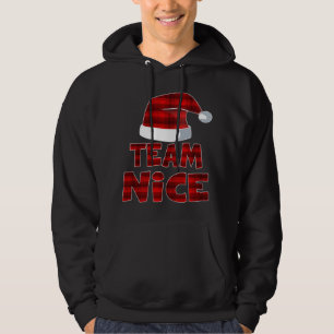 Team Nice Santa Red Plaid Claus Christmas Pajama F Hoodie