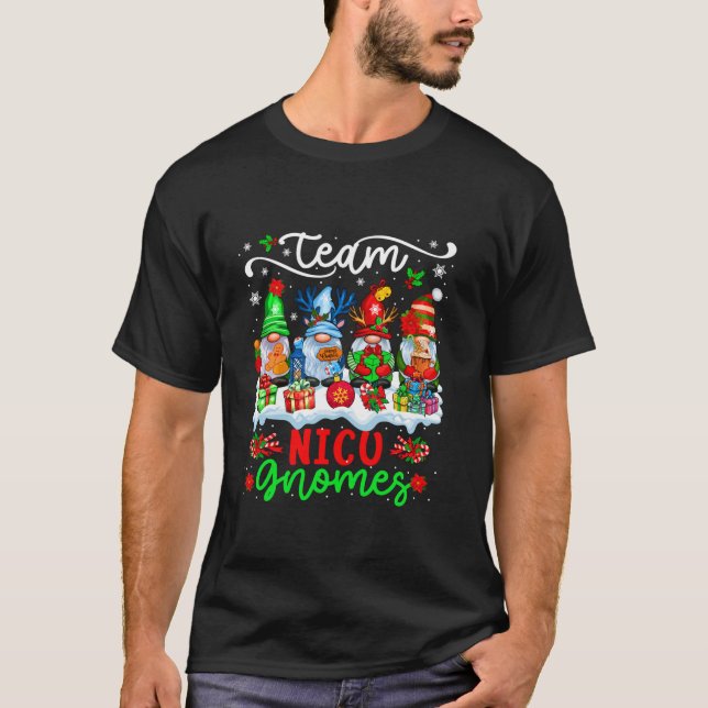 Team NICU Nurse Gnomes Christmas Group Gnomes Prou T-Shirt (Front)