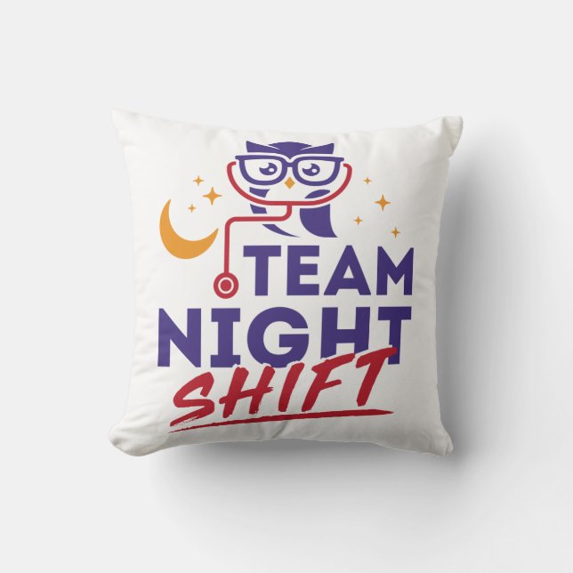 Team Night Shift Hospital Doctor Nurse Staff Cushion (Front)