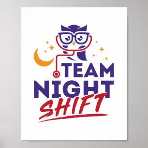 Team Night Shift Hospital Doctor Nurse Staff Poster