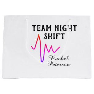 Team night shift nurse doctor medical name heart l large gift bag