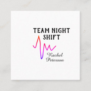 Team night shift nurse doctor medical name heart l square business card