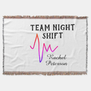Team night shift nurse doctor medical name heart l throw blanket