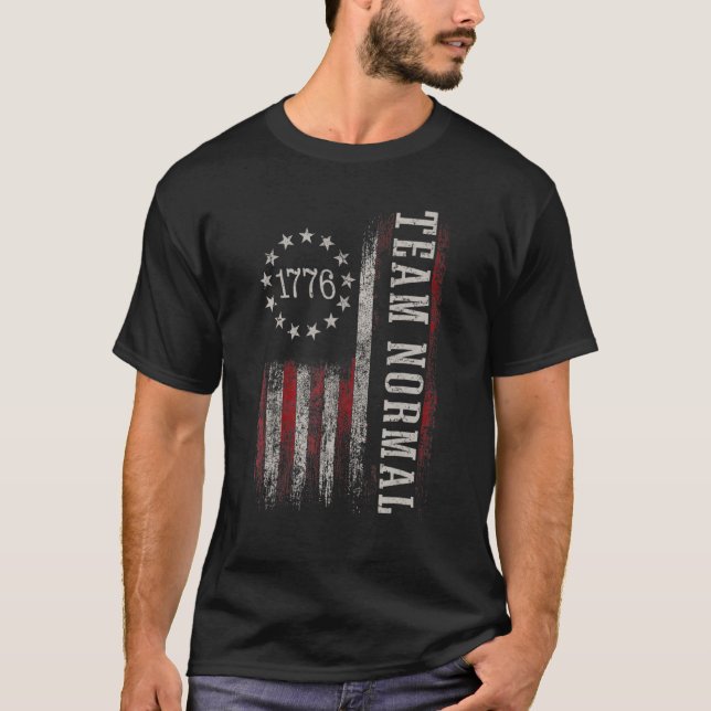 Team Normal  Us Flag Teamnormal Apparel Trendy T-Shirt (Front)