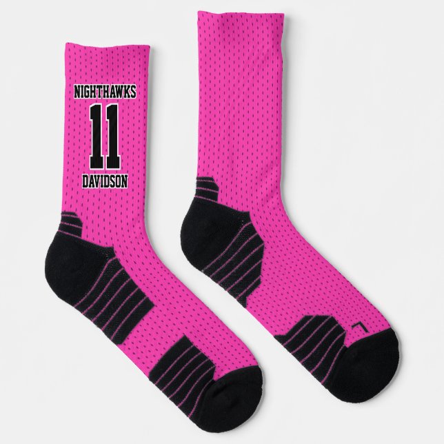 Team Number Name Hot Pink Dotted Sports  Socks (Right)