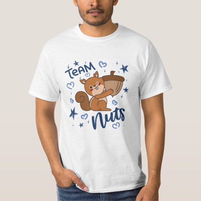 Team Nuts Gender Reveal Party Blue Boy T-Shirt (Front)