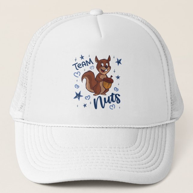 Team Nuts Gender Reveal Party Blue Boy Trucker Hat (Front)