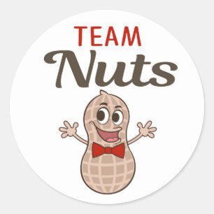 Team Nuts with red bow tie gender reveal stickers