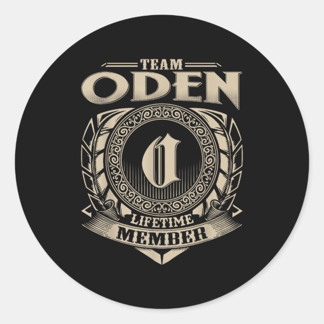 Team Oden Lifetime Member Funny Oden Family Name V Classic Round Sticker (Front)