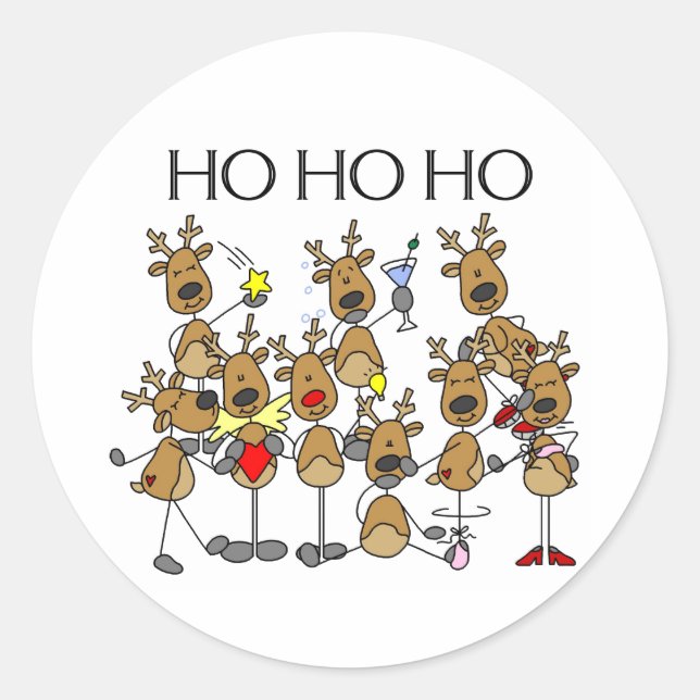 Team of Reindeer Classic Round Sticker (Front)