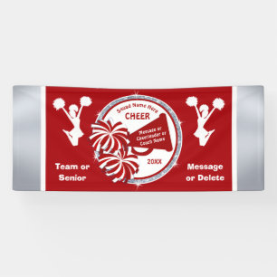 Team or Senior Cheer Banners, Personalised Red Banner