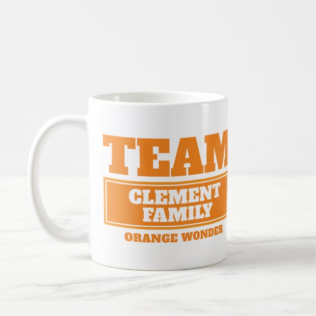 Team orange personalise team and name mug (Left)
