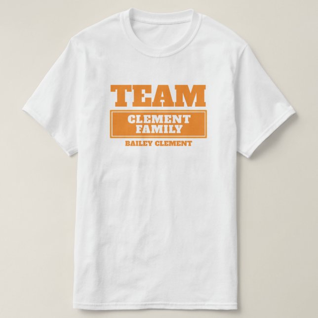 Team orange personalised family or group t-shirt (Design Front)