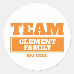 Team orange personalised family or team stickers