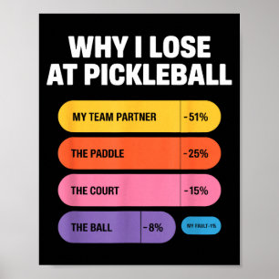 Team partner fault pickleball paddle court humour poster