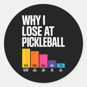 Team partner paddle court pickleball losing humour classic round sticker