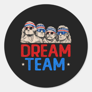 Team Patriotic Presidents Mount Aamerican Usa 4th Classic Round Sticker
