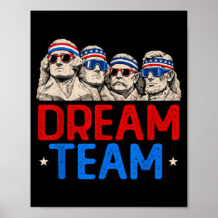 Team Patriotic Presidents Mount Aamerican Usa 4th Poster