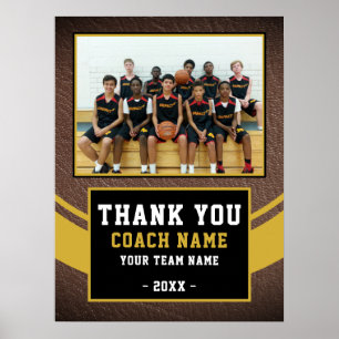 Team Photo Basketball Coach Thank You Poster