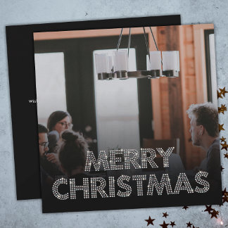Team Photo Merry Christmas Business Black & White Holiday Card