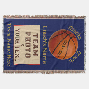 Team PHOTO Personalised Basketball Coach Gifts Throw Blanket