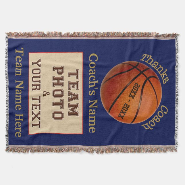 Team PHOTO Personalised Basketball Coach Gifts Throw Blanket (Front)