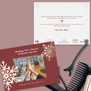 Team Photo Snowflake Foil Accents Holiday Card