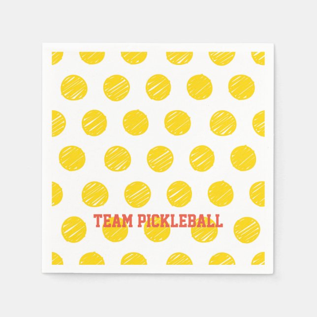 Team Pickleball Orange Yellow Balls White Sports  Napkin (Front)