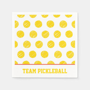 Team Pickleball Yellow Balls White Orange Sports  Napkin