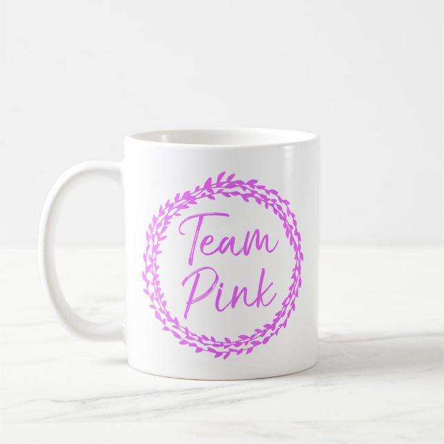 Team Pink Cute Flower Gender Reveal Party Women Coffee Mug (Left)