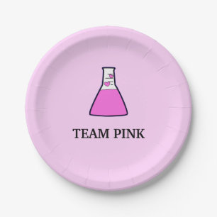Team Pink Gender Reveal Science Beaker Paper Plate