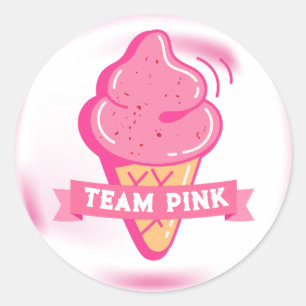 Team Pink Ice Cream Gender Reveal Favour Classic Round Sticker