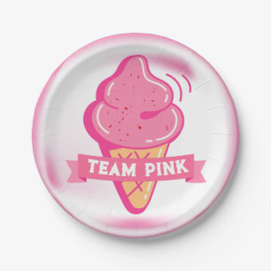 Team Pink Ice Cream Gender Reveal  Paper Plate