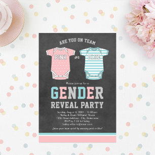 Team Pink or Blue Baby Gender Reveal Party Invitation