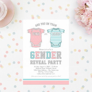 Team Pink or Blue Baby Gender Reveal Party Invitation