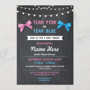 Team Pink or Blue Baby Shower Gender Reveal Invite