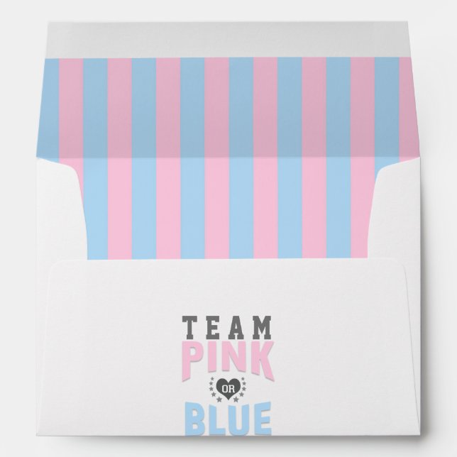 Team PINK or BLUE Gender Reveal Baby Shower Envelope (Back (Bottom))