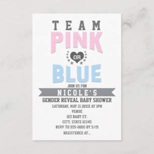 Team PINK or BLUE Gender Reveal Baby Shower Invitation
