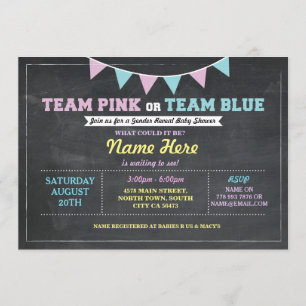 Team Pink or Blue Gender Reveal Baby Shower invite