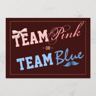 Team Pink or Team Blue Baby Gender Reveal Party Invitation