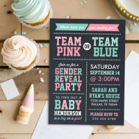 Team Pink or Team Blue Chalkboard Gender Reveal